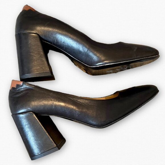 SYLVEN NEW YORK Kit Block Heel Pump In Black  Size 37.5 - Picture 4 of 9